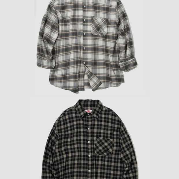 썸플레이스 오버핏 체크 셔츠