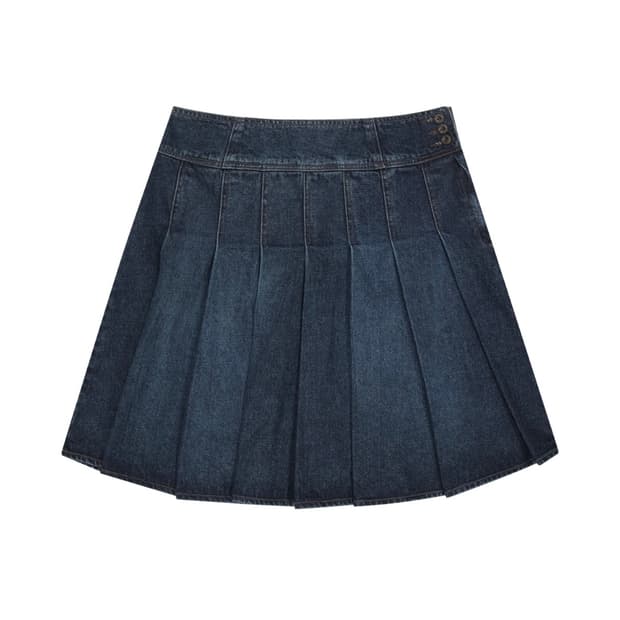 코이세이오 딥 데님 플리츠 스커트 네이비