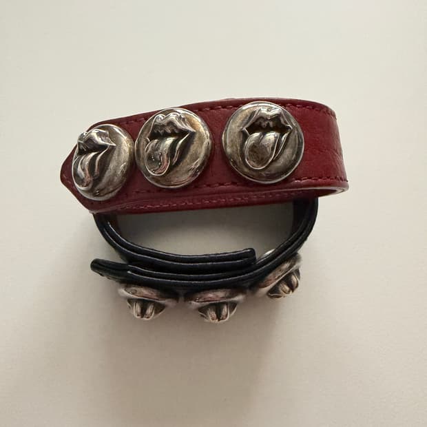 Chrome Hearts 크롬하츠 롤링스톤즈 립앤텅 레더 팔찌