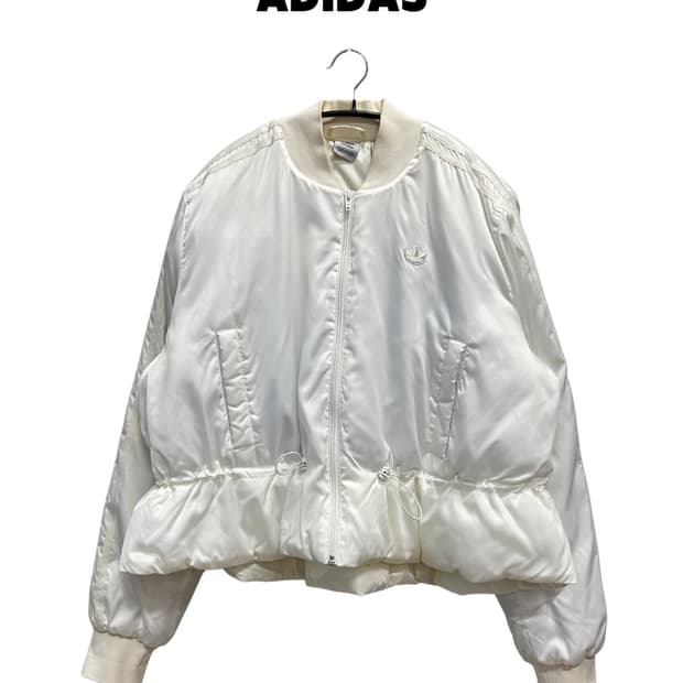 (S) 아디다스 우먼스 프릴 보머 크롭 패딩 화이트