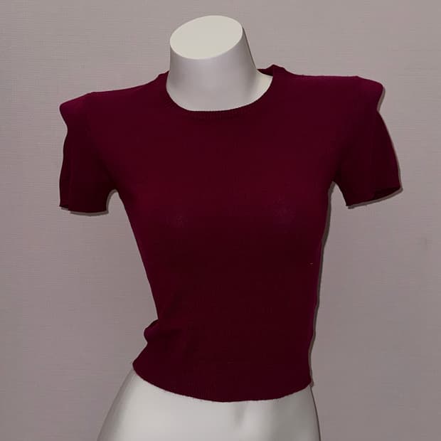 빈티지 버건디 반소매 니트