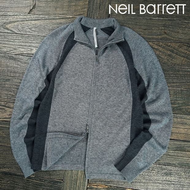 [블랙바렛 닐바렛] 슬림핏 니트 집업 가디건 그레이 P01498