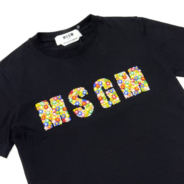 MSGM 비즈 로고 블랙컬러 반팔 티셔츠