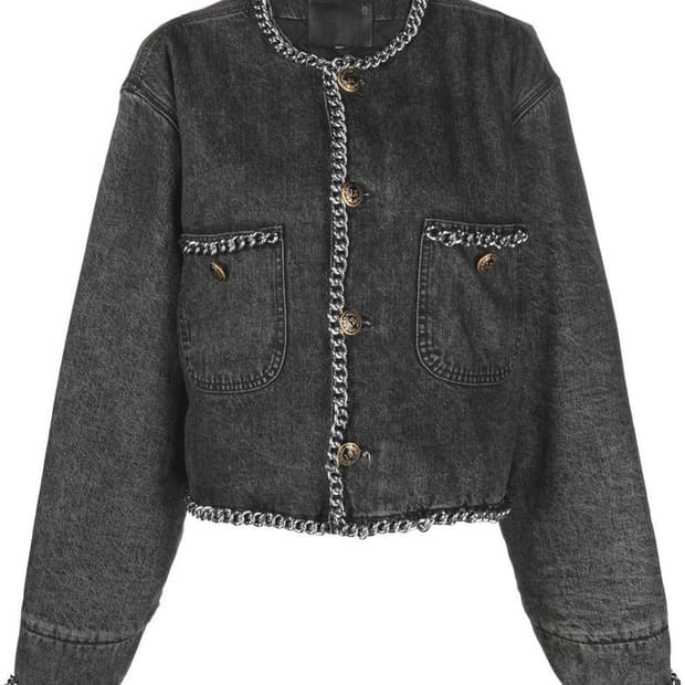 R13 체인 장식 데님 자켓