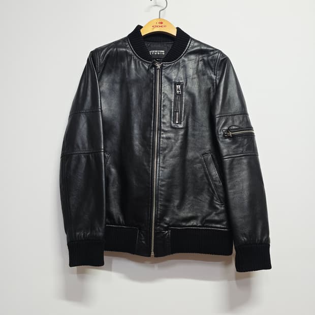 스티브요니 스튜디오 블랙 가죽 블루종55