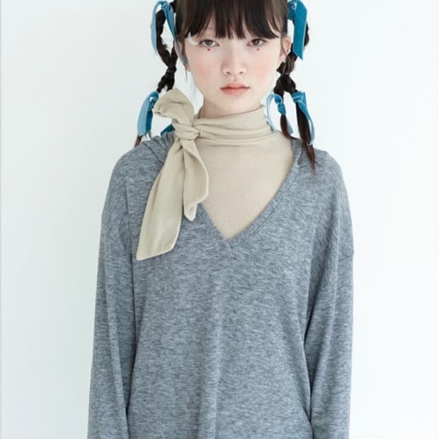 샵페어리 ribbon tie turtleneck