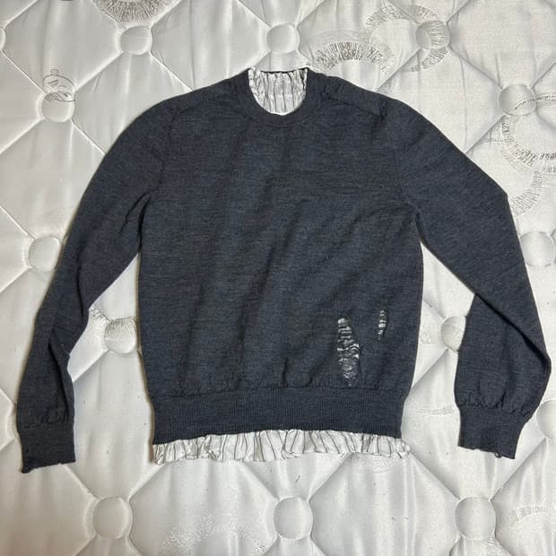 [L] margiela distressed layerd knit grey