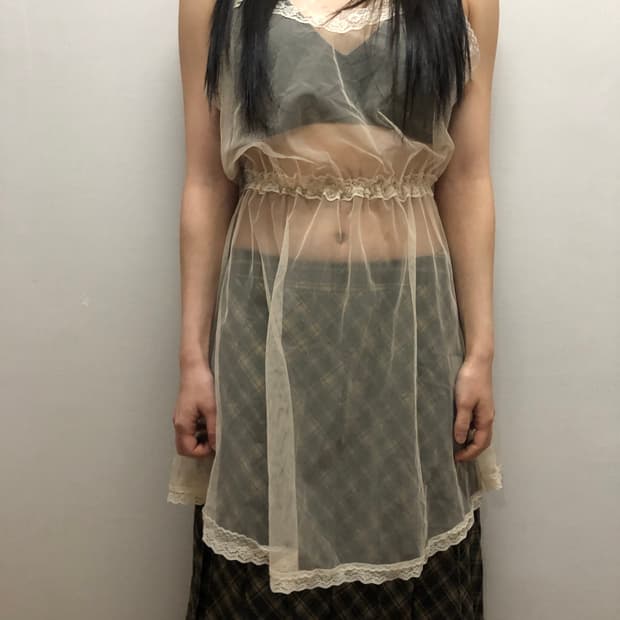 빈티지 아이보리 레이스 슬립 원피스