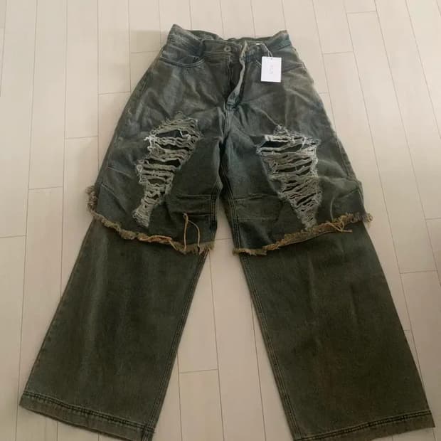 Blr 비엘알 디스트로이드 빈티지 더블 데님 팬츠 네이비 M