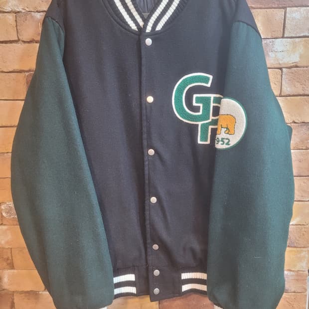 곰표 바시티 자켓 블랙/그린 사이즈 1