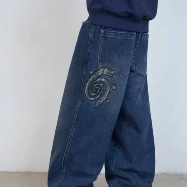 어반스터프 언커버 체크 데님 팬츠 다크블루 L