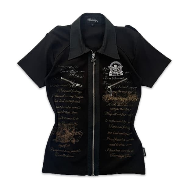 빈티지 Bernings Sho 블랙 레터링 고딕 펑크 집업