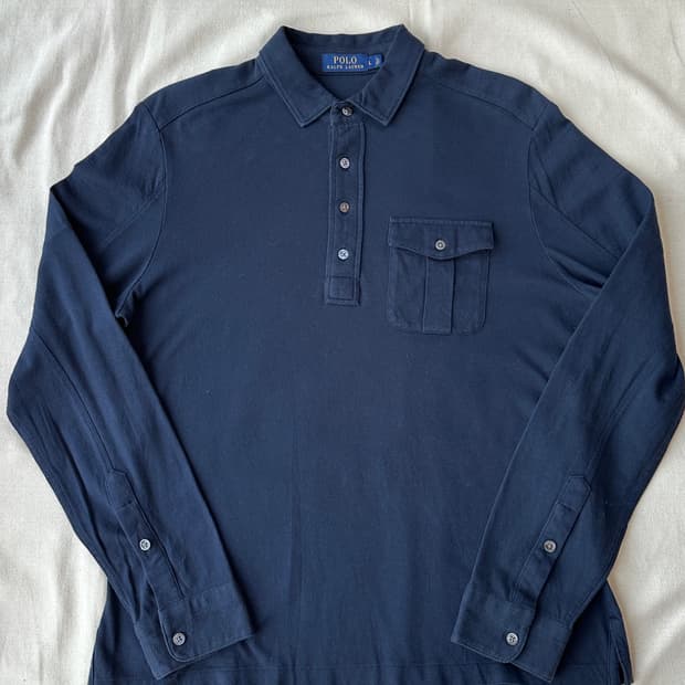 폴로 랄프로렌 네이비 피케 긴팔 카라티 L