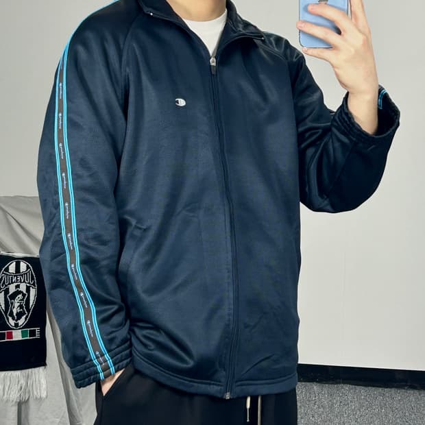 챔피온 사이드라인 네이비 트랙탑 져지 L 