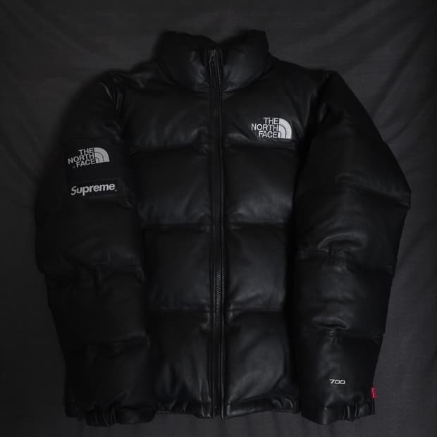 [M] 슈프림 노스페이스 레더 눕시 패딩 블랙