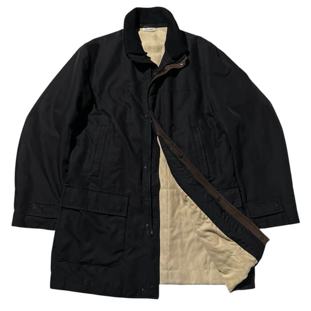 란스미어 레더 트림 싱글 집업 자켓 블랙