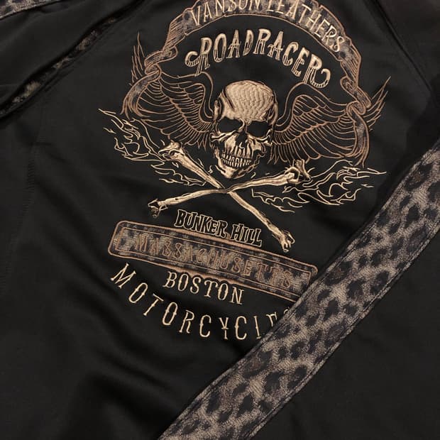 벤슨 레더 스컬자수 레오파드 져지