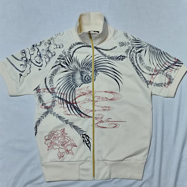 [L/100] Macalester 프린트 반팔 집업 - 스카잔 감성