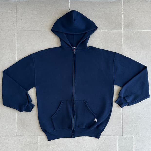 90s 빈티지 러셀 후드집업 네이비 XL USA