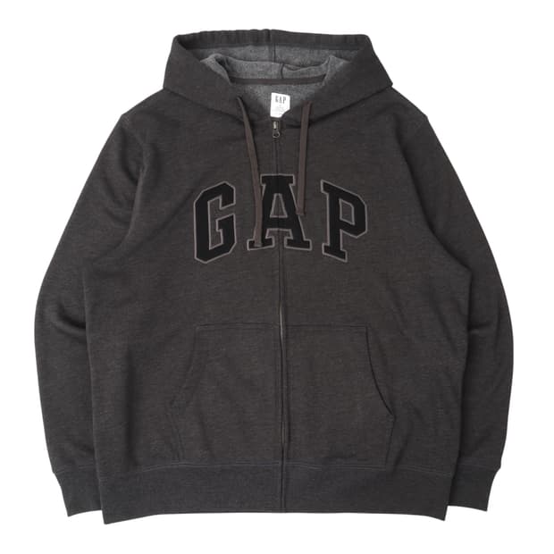 갭 챠콜 아플리케 로고 후드집업