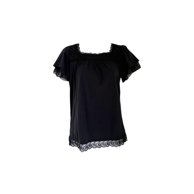 sheer sleeve lace square top