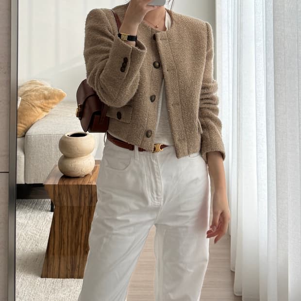 산드로(Sandro) 부클 트위드자켓 (36)