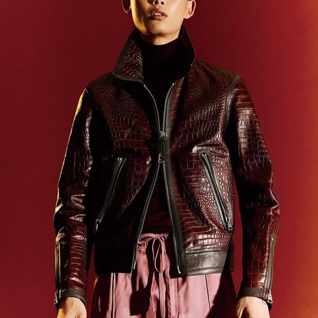 톰포드 무광크록이펙트 레더트리밍 신상 가죽자켓