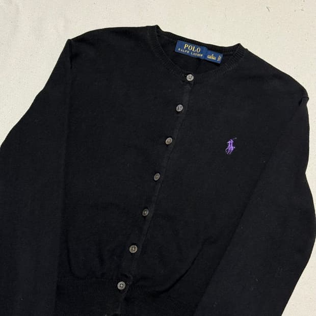 S 폴로랄프로렌 여성용 라운드넥 블랙 가디건