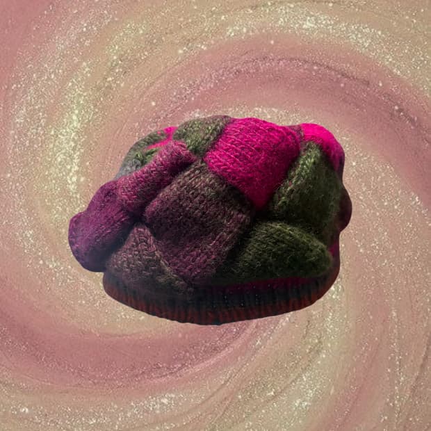 빈티지 컬러믹스 꽈배기털 모자