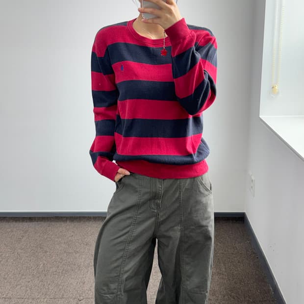 Polo 폴로 블루 포니 레드 네이비 단가라 롱슬리브