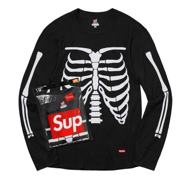 슈프림 헤인즈 본즈 써멀 크루 블랙 (1개입)