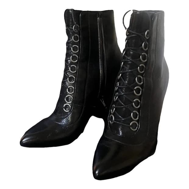 YSL 생로랑 블랙 레이스업 웨스턴 레더 앵클 부츠 새제품