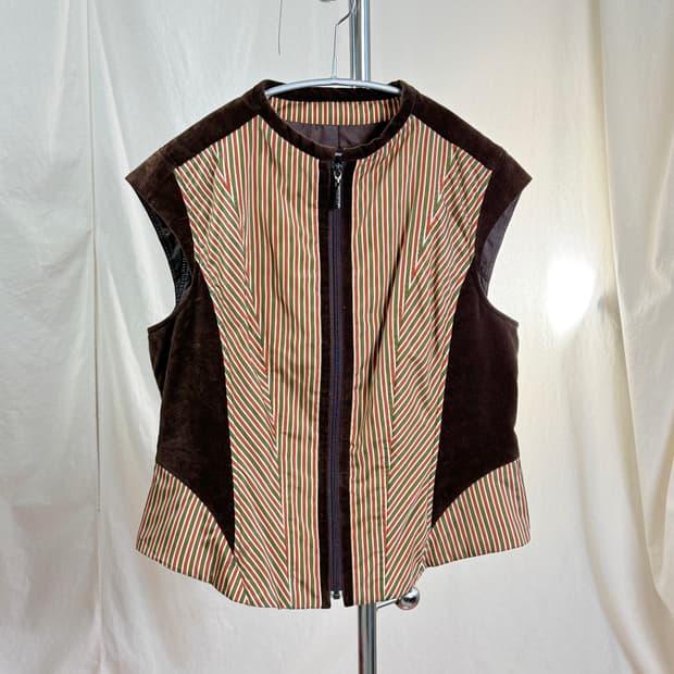 히로코비스 스트라이프 퀼팅 베스트 자켓