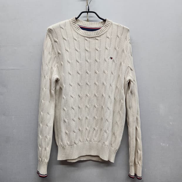 타미힐피거 로고 꽈배기 코튼 니트 S/P(M)