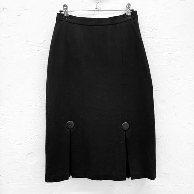 preference 버튼 플리츠 울 스커트