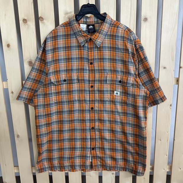 (XL) 나이키 ACG 90s 오렌지 체크 반팔 셔츠