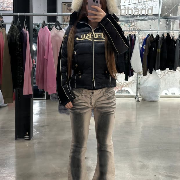 후부 퍼후드 골드체인 갸루 투웨이 패디드 점퍼