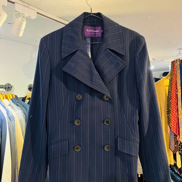 랄프로렌 컬렉션 스트라이프 울 더블 자켓 (일본제)