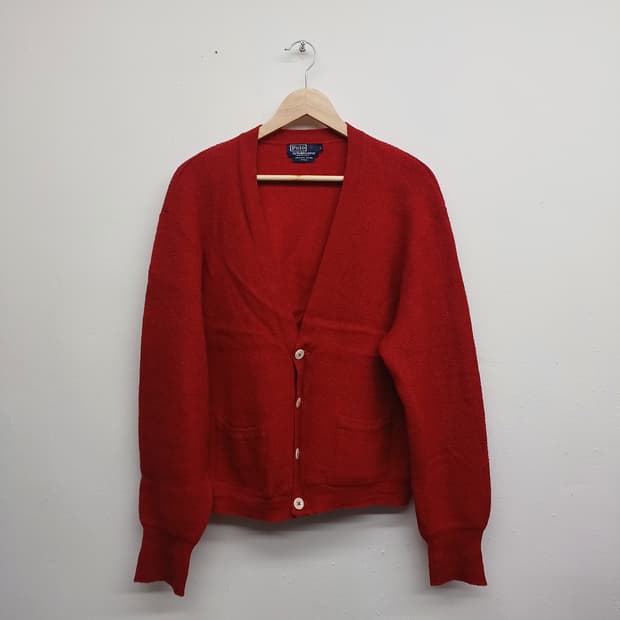 폴로 랄프로렌 브이넥 레드 가디건 L                    