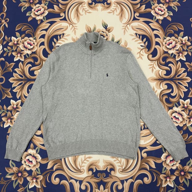 (XL)00s 폴로 랄프로렌 코튼 하프집업 니트(그레이)
