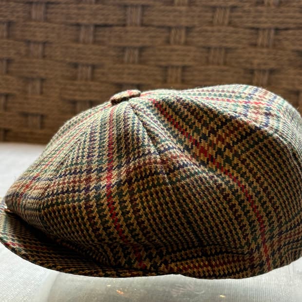 영국 Barbour 울 트위드 체크 뉴스보이 캡
