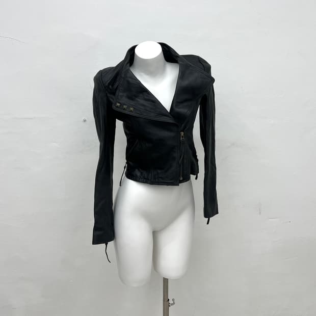 stud detail leather jacket