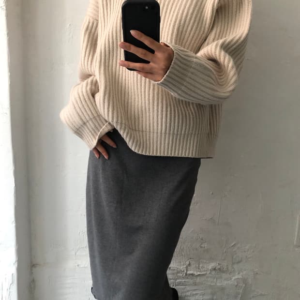 Acne Studios 아크네스튜디오 아이보리 케이블 라운드넥 니트