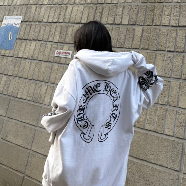 크롬하츠 홀스슈 화이트 후드집업