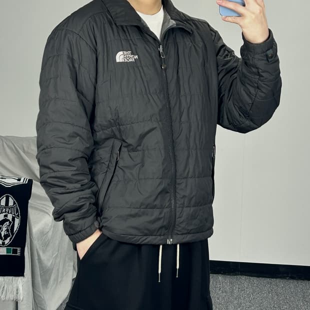 노스페이스 그레이 경량 패딩 L 