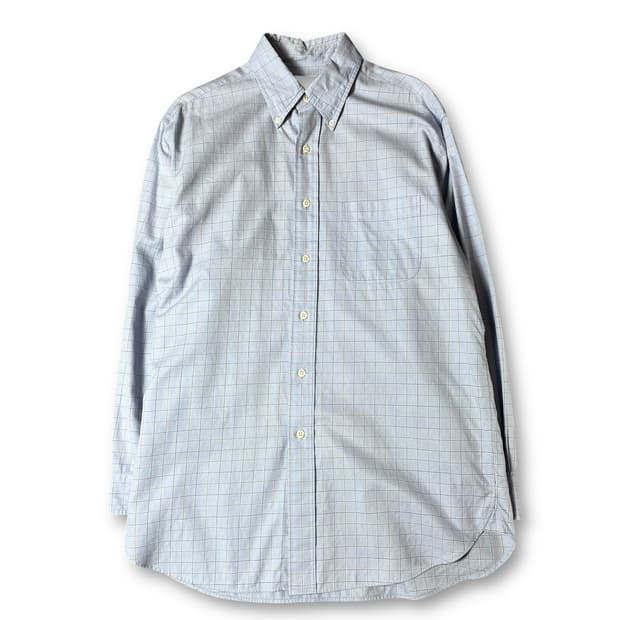 브룩스브라더스 스카이블루 체크 패턴 원포켓 긴팔 셔츠 M 