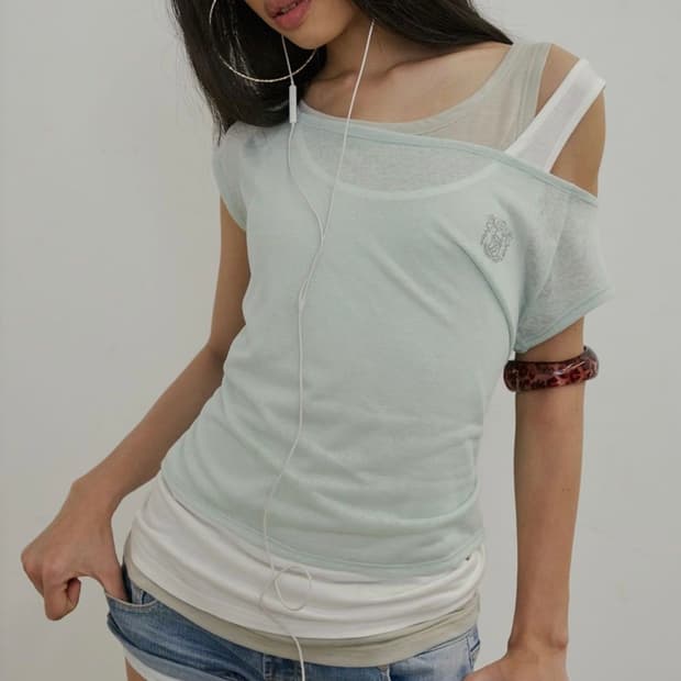 스컬프터 Lazy Sleeveless Layered Tee Mint