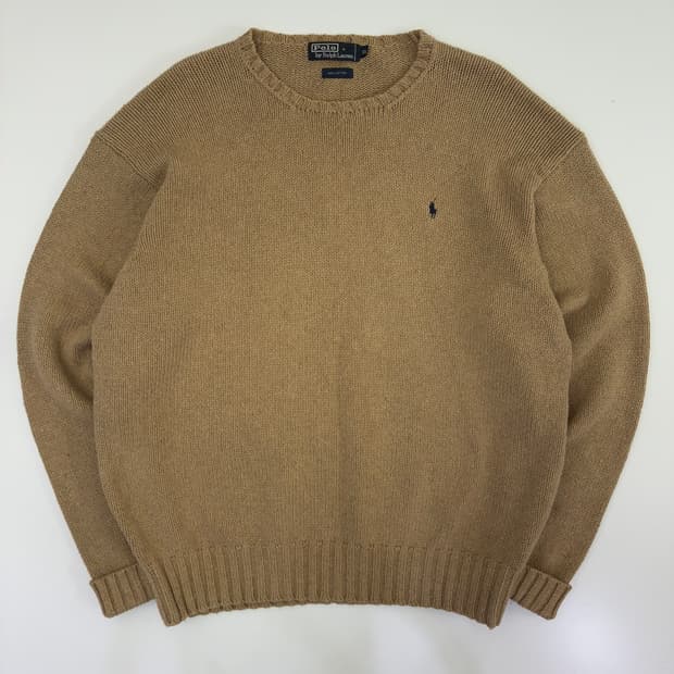 Polo 폴로 랄프로렌 베이지 코튼 라운드 오버핏 니트