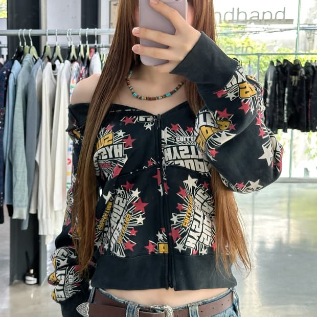 히스테릭글래머 90s슈퍼히스테릭 패치워크 후드티셔츠