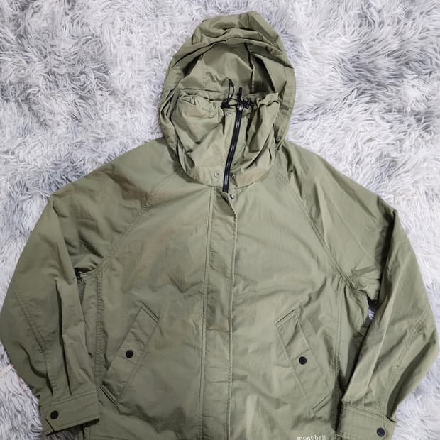 몽벨 고프코어 후드 바람막이 자켓 카키
